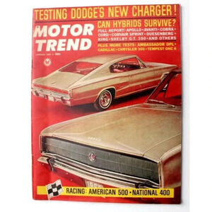 Vintage January 1966 Motor Trend Magazine - Testing Dodges New Charger RACING
